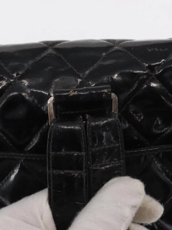 CHANEL Matelasse 25 Chain Backpack Enamel Black Silver CC Auth gh1554 main image 10